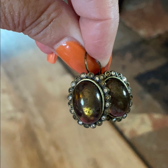 Soft brown “Myka” earrings with surrounding stones - Picture 1 of 3